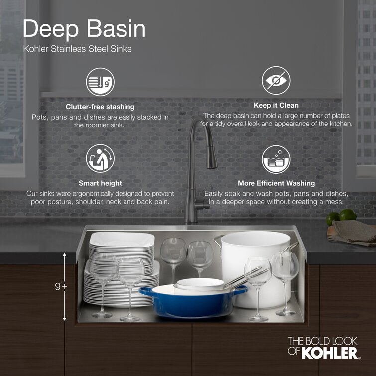 20060-3-NA Verse 33 L x 22 W Top Mount Single Bowl Kitchen Sink