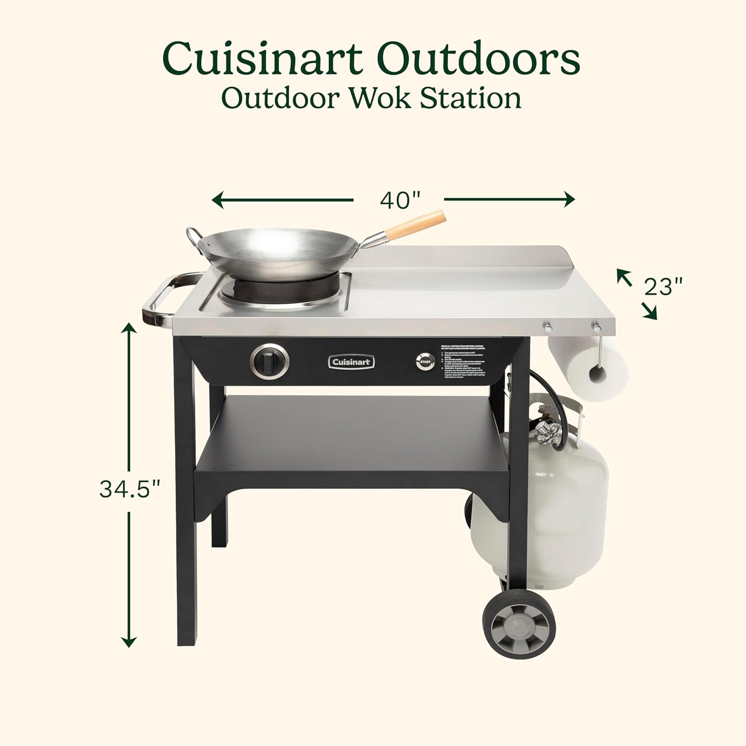 Cuisinart Outdoor Wok Station with 50,000 BTU Burner & 14��� Carbon Steel Wok �C Perfect for Stir Frying & More