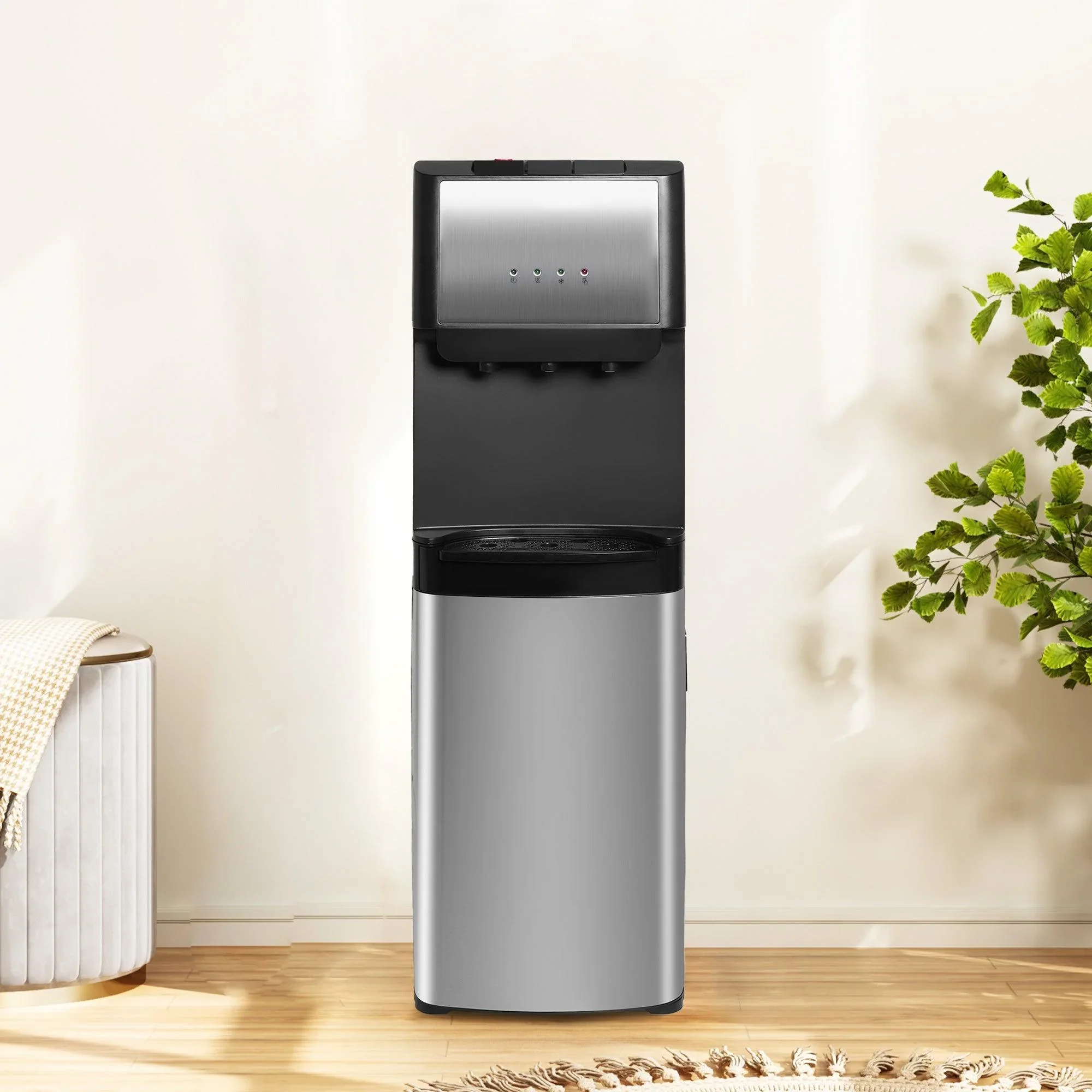 2025 Fuente de agua de 5 galones con carga inferior – 3 temperaturas con seguridad infantil – Negra