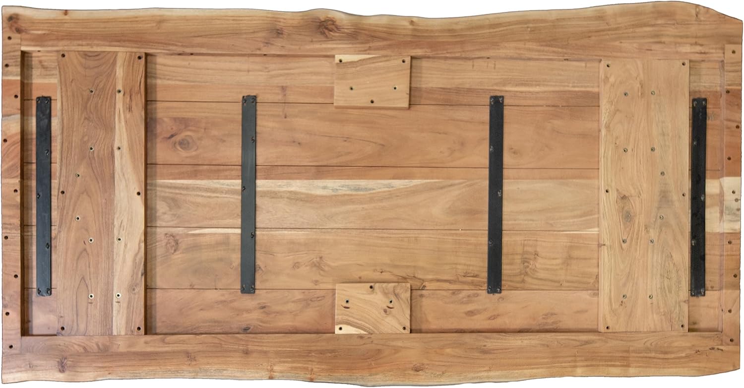 SAM Esstisch 180 x 90 cm Cali, Baumkantentisch naturfarben, Akazienholz massiv, A-Gestell aus Metall Schwarz, aufgedoppelte Kanten 25+25 mm
