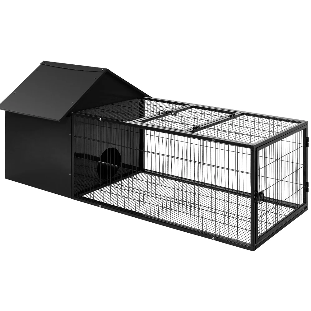 Weatherproof Metal Rabbit Hutch w/ Run & Secure Locks i.Pet