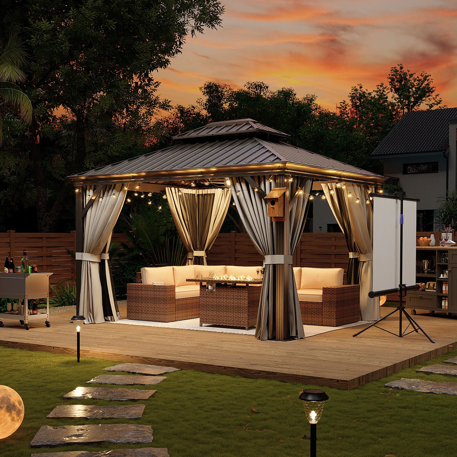 Hardtop Gazebo with Rain Gutter