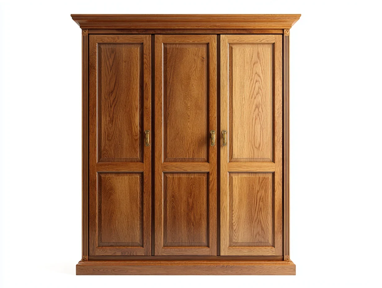 2026 Armarios de tres puertas de madera 150x60x200 cm marrón - diseño clásico - para dormitorio
