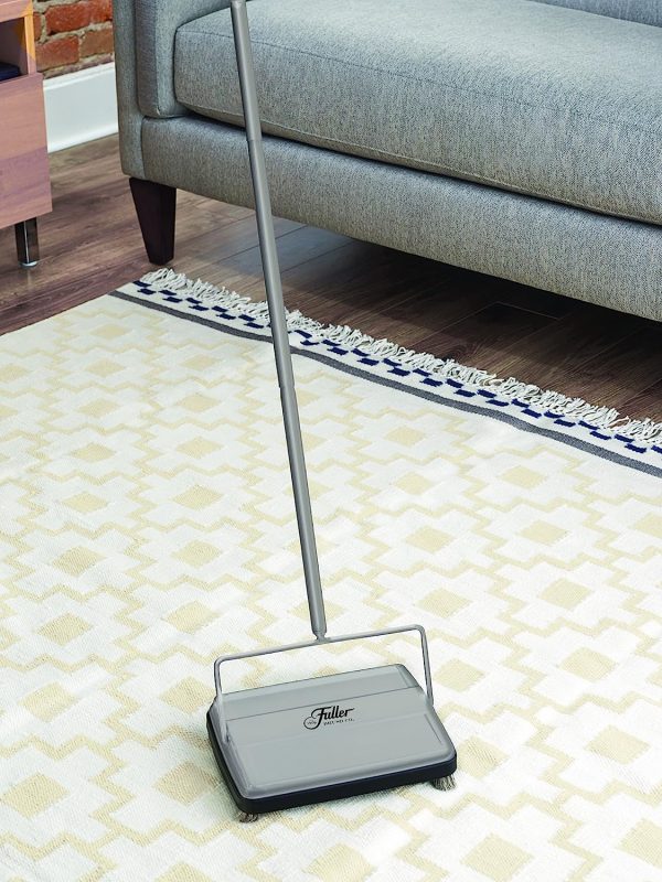 17034 Carpet Floor Sweeper- Mini Stick Cleaner for Hardwood Surfaces, Wood Floors, Laminate Tile Small Portable Cleans Dust Pet Hair Electrostatic Silent Silver