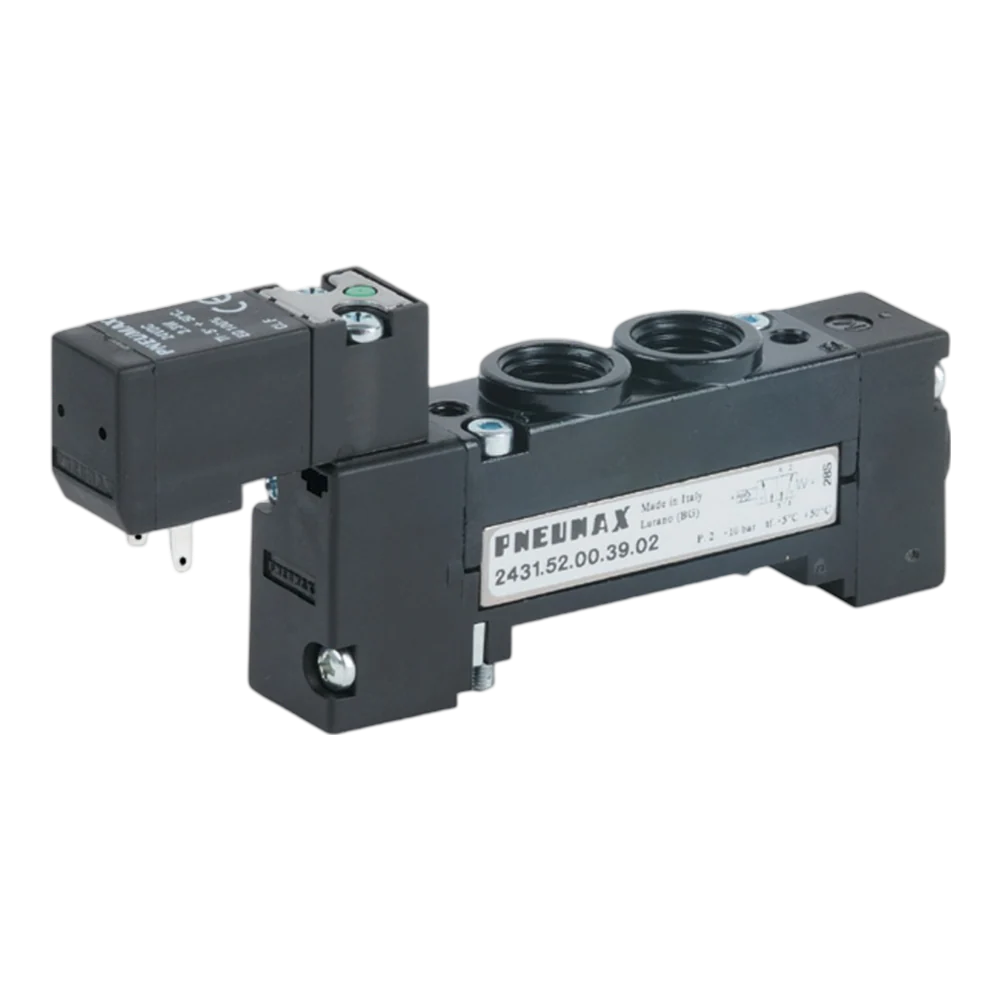 Pneumax 2431.52.00.39.02 G1/4 18mm FLAT 5/2 Sol/Spring 24Vdc