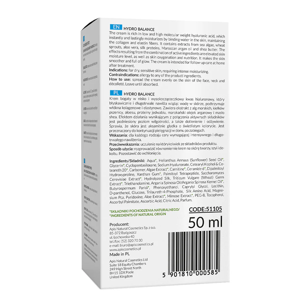 Apis Hydro Balance Home terApis Intensive Moisturising Cream with Hyaluronic Acid | 50ml