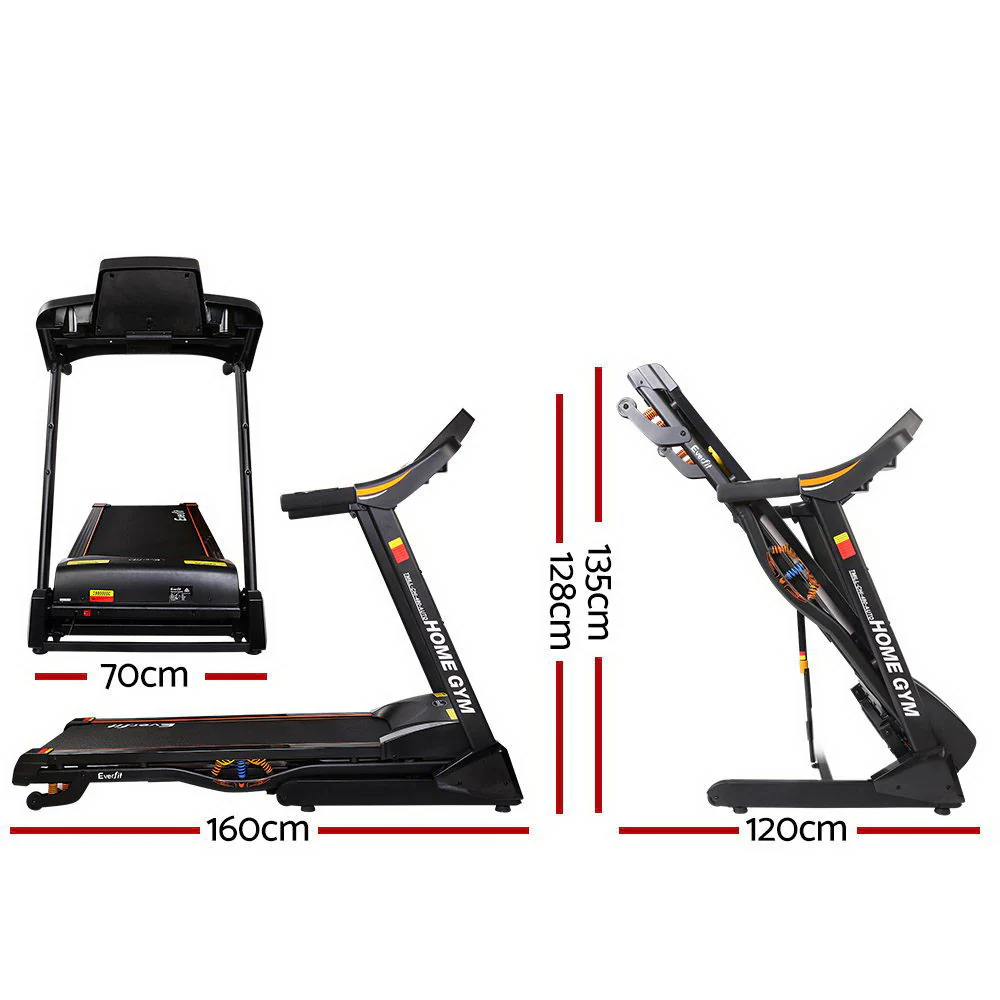 Everfit 480mm Treadmill Electric Auto Incline Home Gym Fitness Black