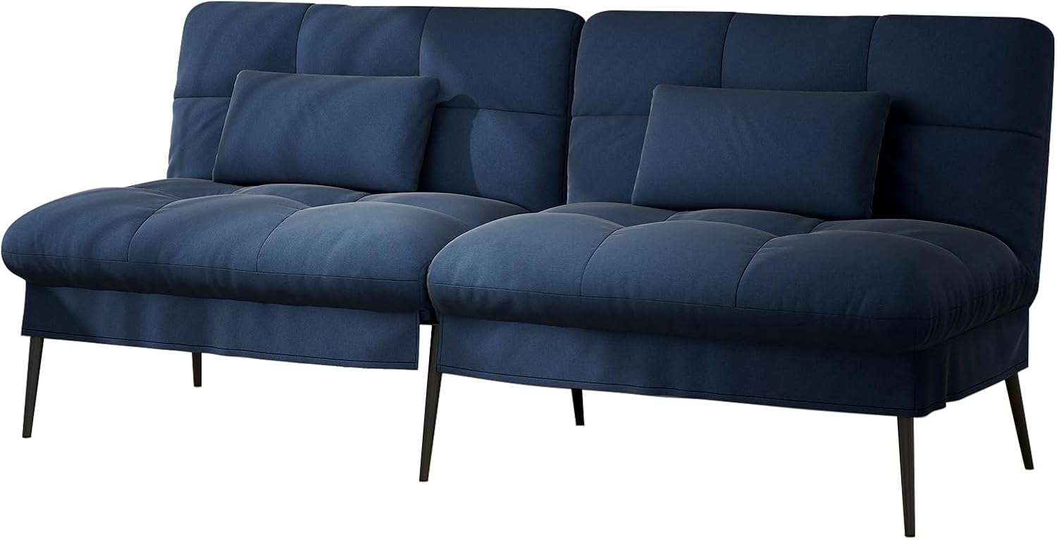 COMHOMA Bäddsoffa Bäddsoffa med sovfunktion Överdrag Futon Hopfällbar soffa, Bäddsoffa Hörnbädd Gästsäng 3-sits bäddsoffa med justerbart ryggstöd Tillverkad av svart tyg