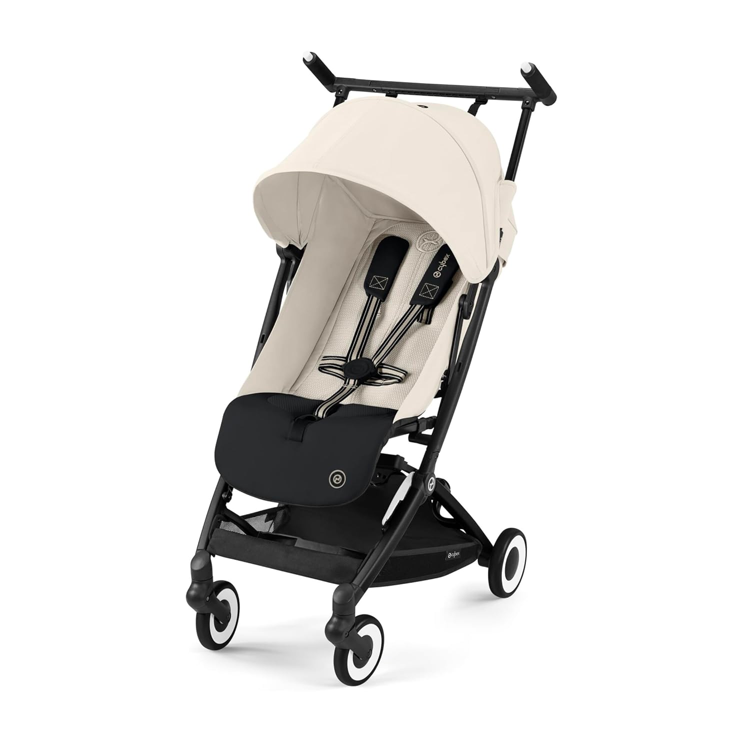 CYBEX Gold Kinderwagen Libelle mit One-Pull Harness, Von ca. 6 Monaten bis ca. 4 Jahre (max. 22 kg), Ultraleicht (nur 6 kg), Almond Beige (Beige mit taupefarbenem Rahmen)
