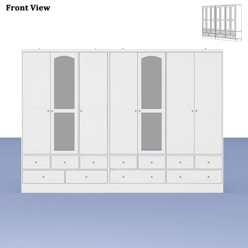 78.7H Combo Twin Wardrobe Set Elegance Meets Utility Armoires Closet