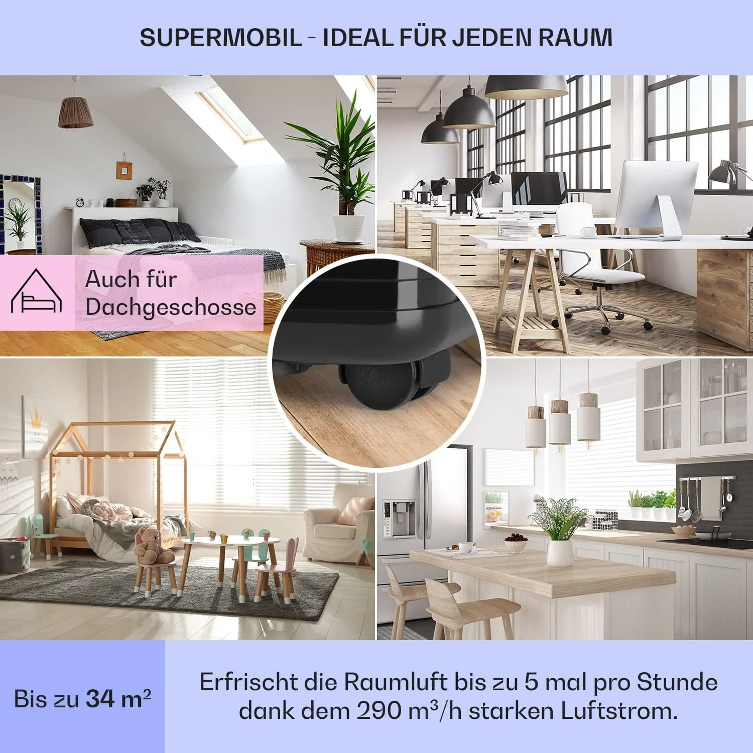Klarstein Mobile Klimaanlage mit Abluftschlauch, 4-in-1 Klimagerät mit Ventilator, Luftentfeuchter & Nachtmodus, Kleine & Portable Klimaanlage für Wohnung & Büro, Niedriger Verbrauch, 9000 BTU