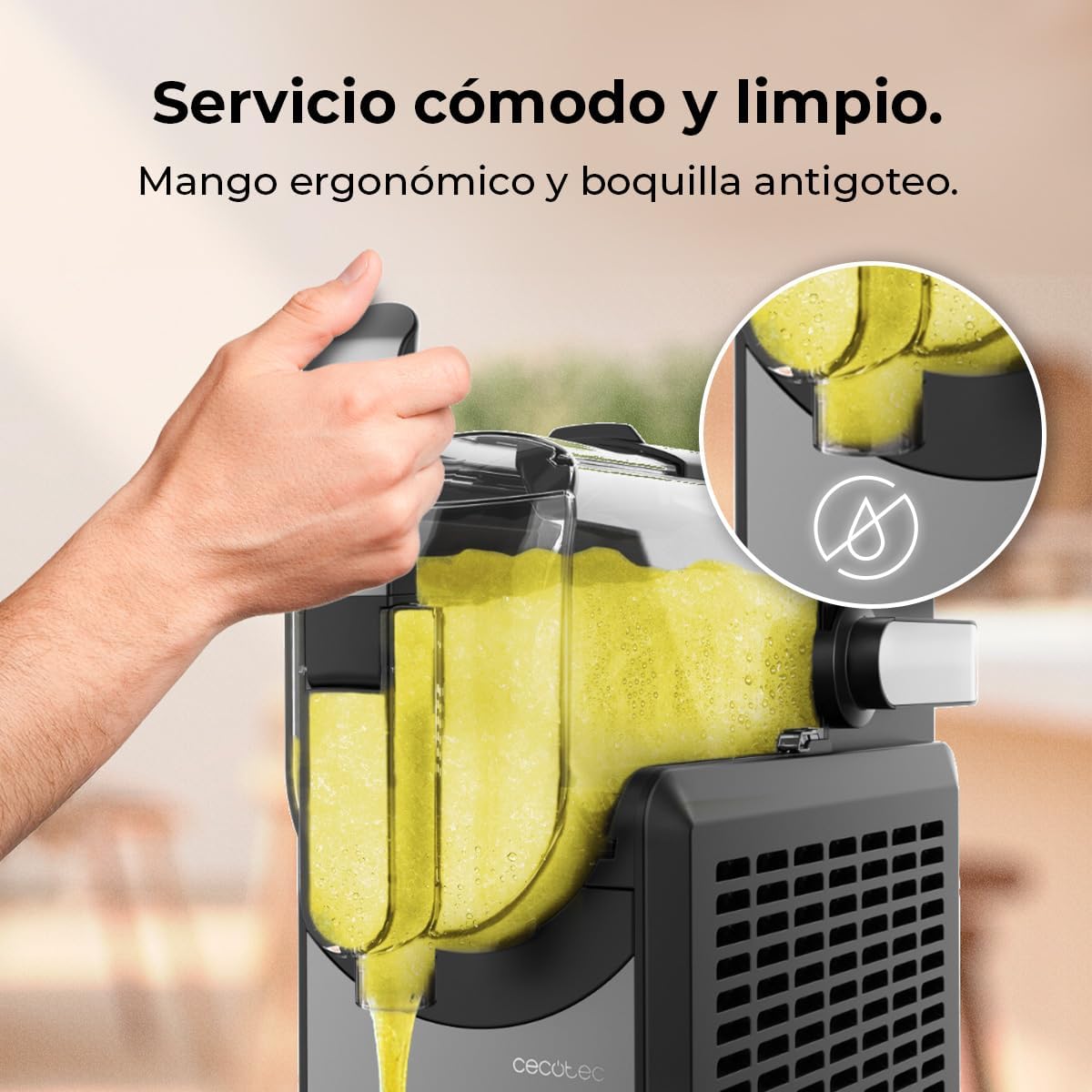 Cecotec 2.6L Twist&Ice 2600 Ice Slushy Machine 2.6L 220W, Drinks in 15-60mins, 1.9L for Ingredients, Touch Control, 6 Modes, Adaptable Cooling, Ergonomic Design, Dripless Nozzle