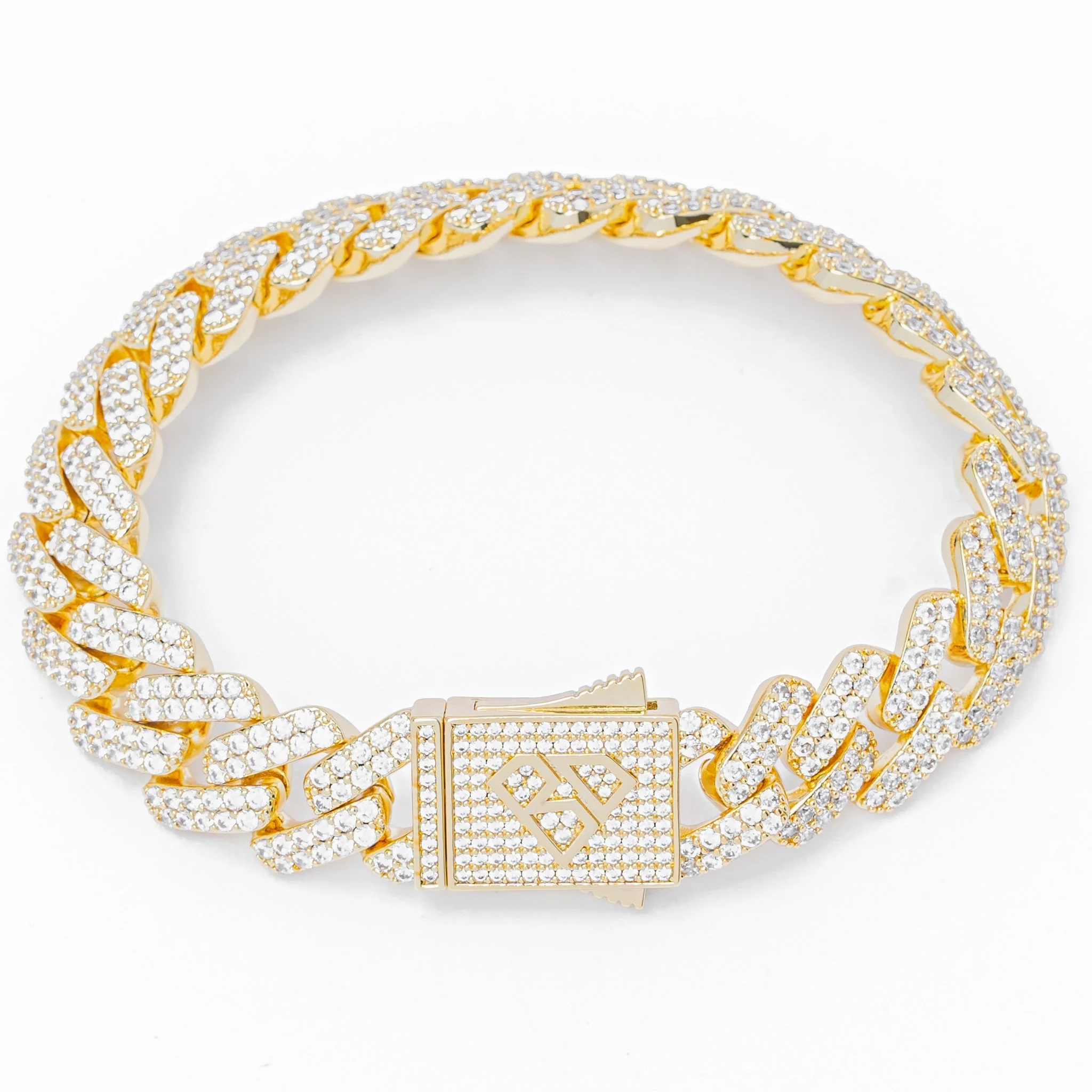 Big Daddy 12MM Gold Diamond Figaro Iced Out Bracelet