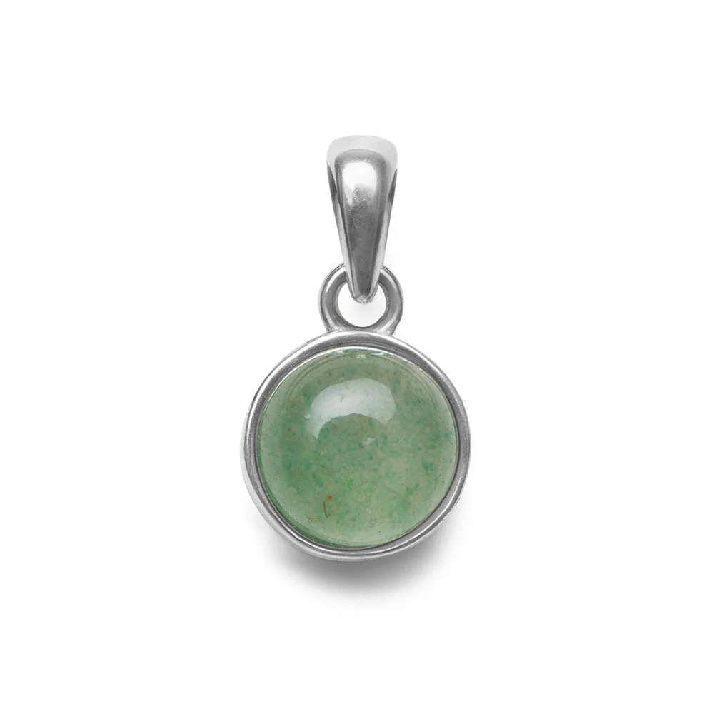 Aventurijn Ketting Hanger - Rond Geslepen - 925 Sterling Zilver