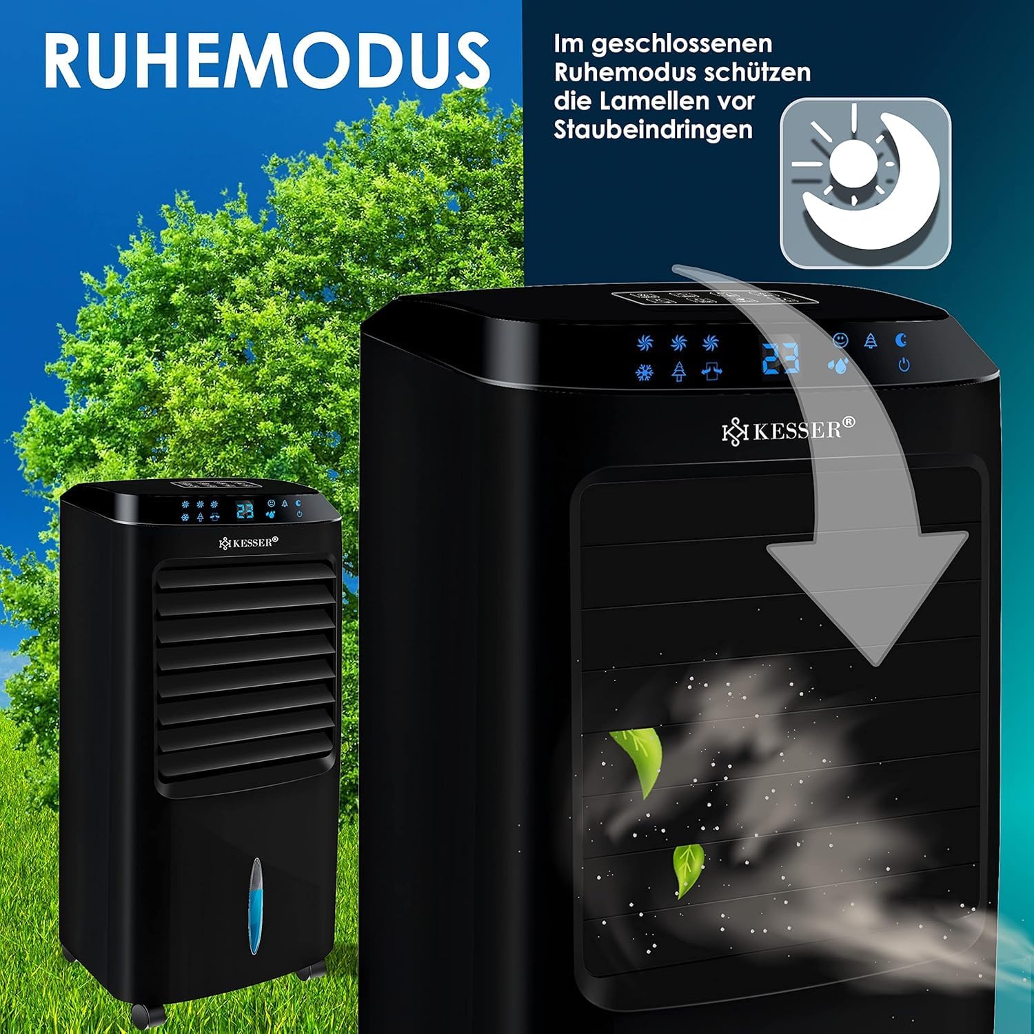 KESSER 4-in-1 Mobiele Airco | Afstandsbediening | Klimaatregelaar | Ventilator Airconditioning | Timer | 3 Niveaus | Ionisator Luchtbevochtiger | Luchtkoeler |