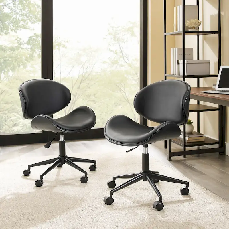 Mid-Century Modern Adjustable Office Chair with Swivel & Casters