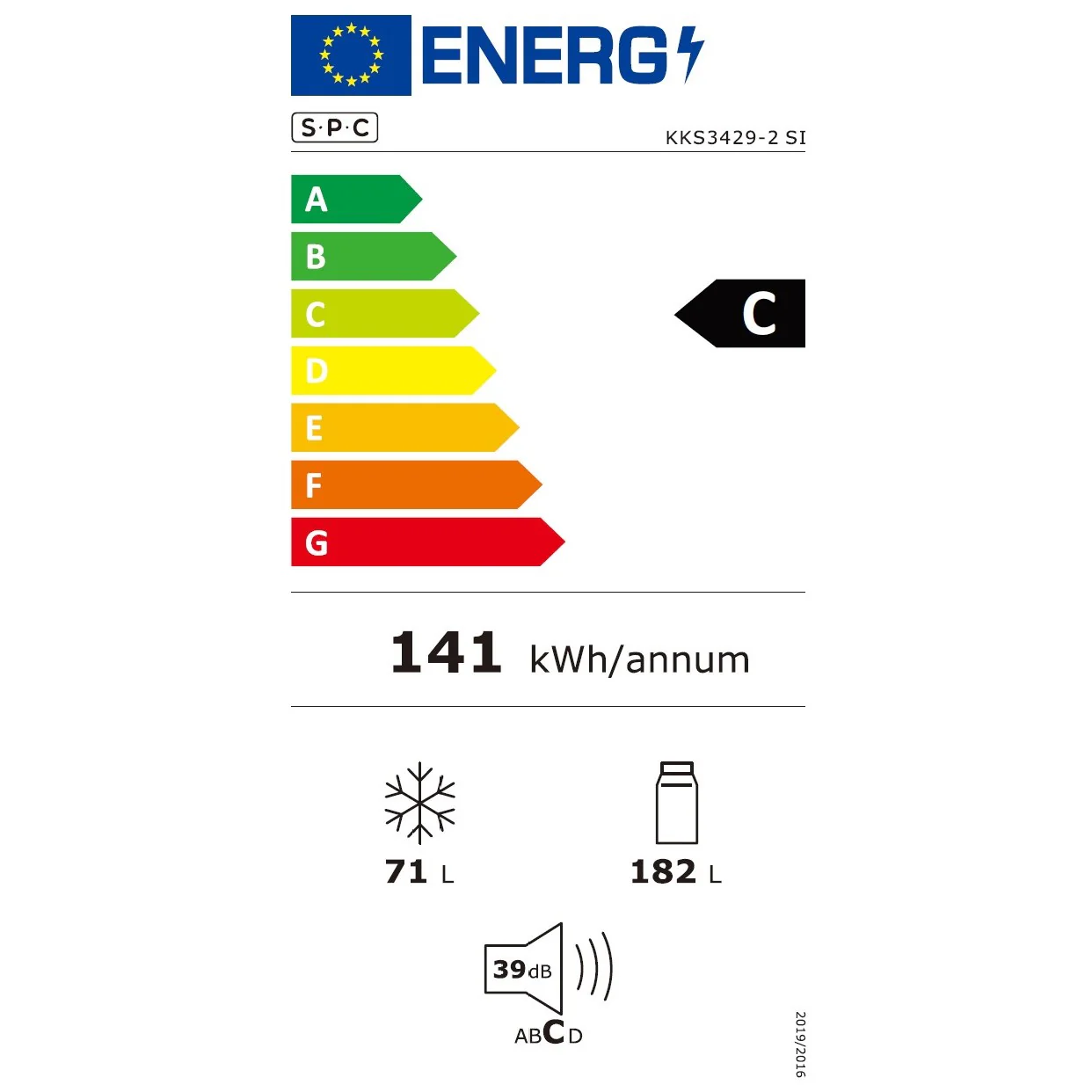 SPC Kühl- / Gefrierkombination KKS3429-2 silber, 253 L, C-Klasse, NoFrost