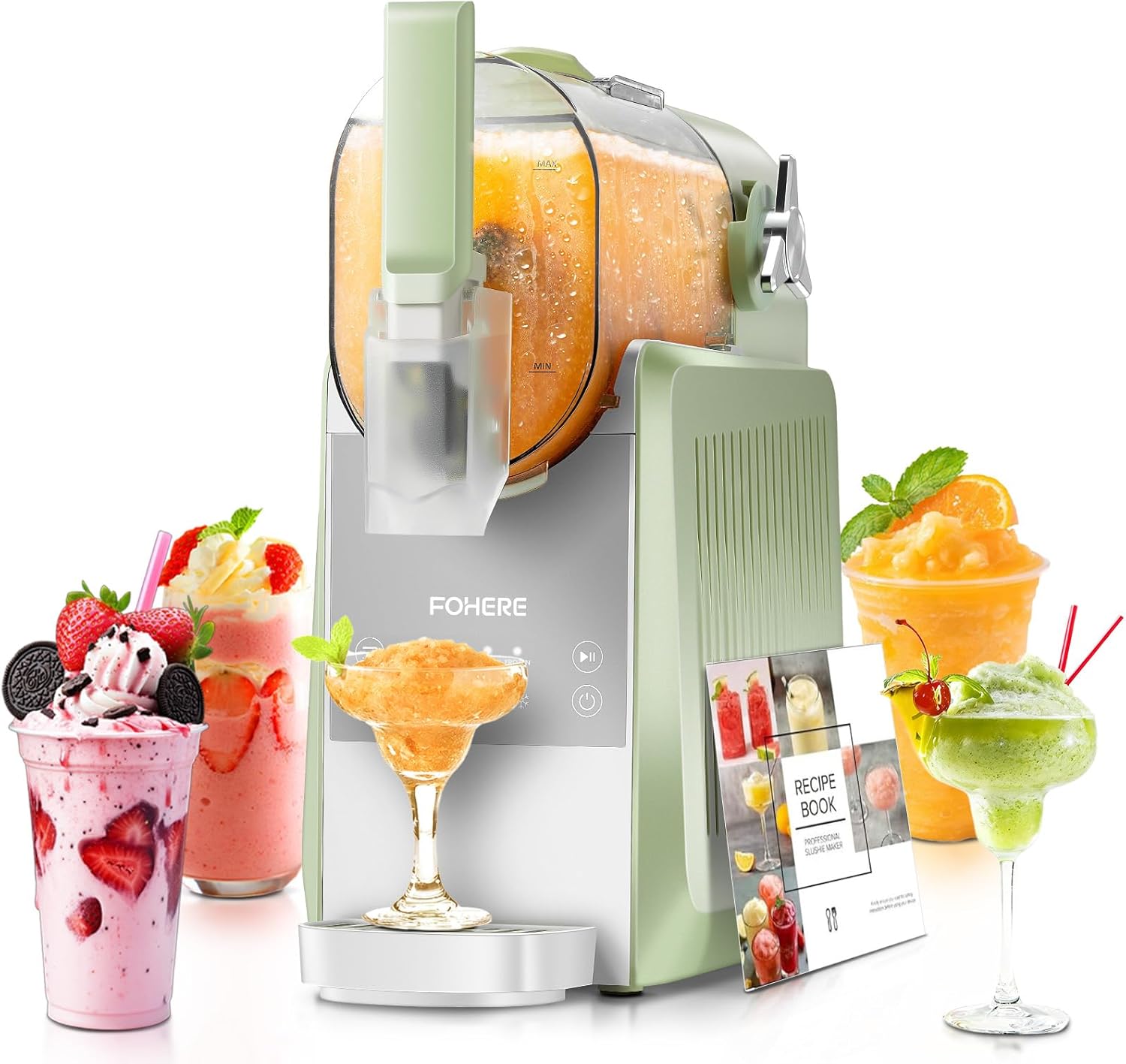 FOHERE Slush Maschine, 2,6L Slushie Maschine für Zuhause, Slush Eismaschine mit Selbstreinigung, Ohne Eiswürfel & 5 Smarten Programmen, für Slush, Eis-Cocktails, Frappé, Margaritas & Milchshakes