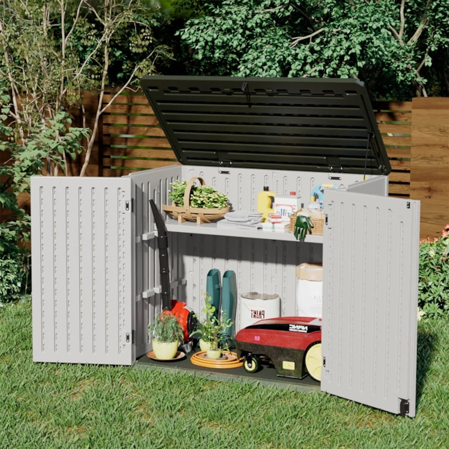 50-in L x 29-in 202- Gallons Gray Plastic Deck Box