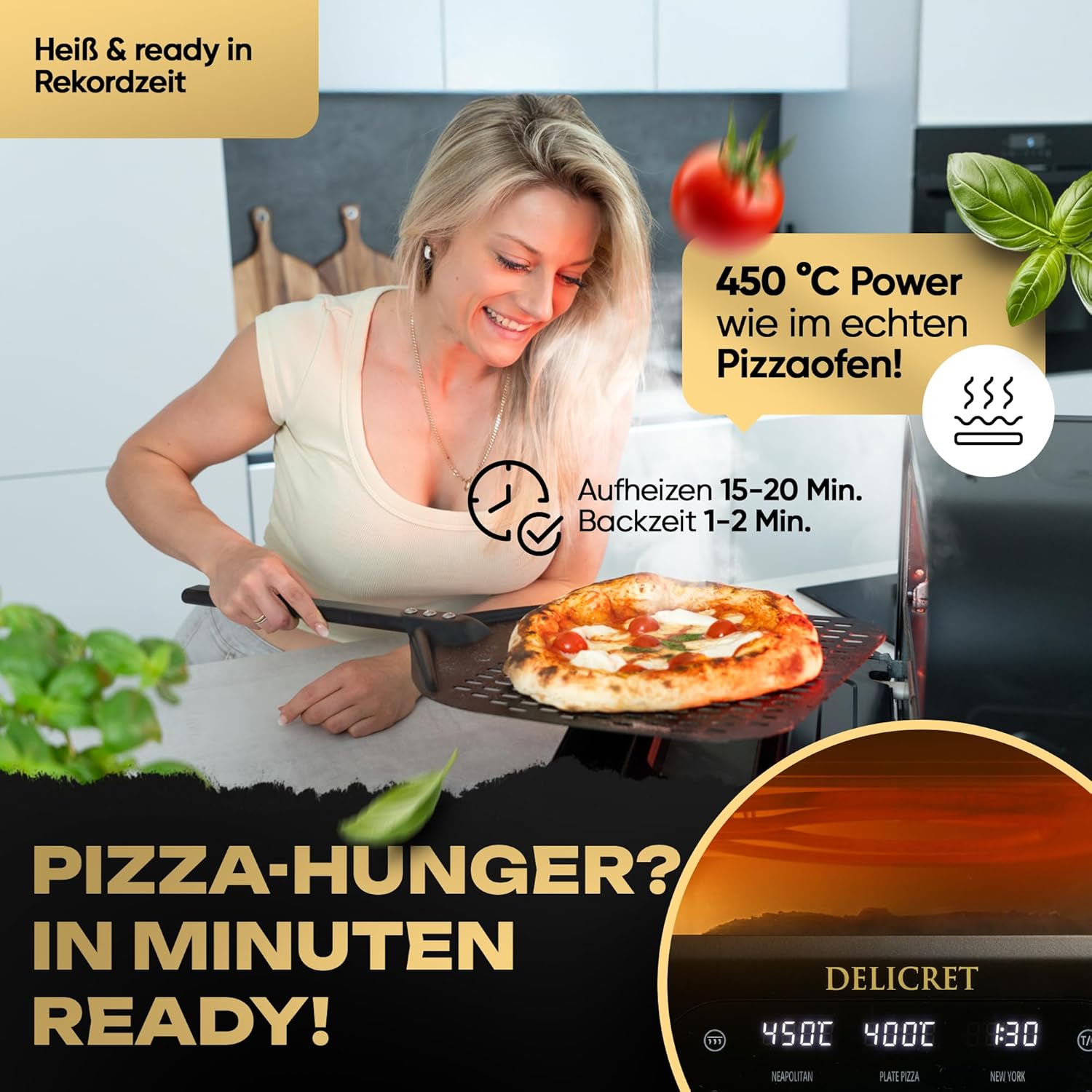 DELICRET elektrischer Pizzaofen 12