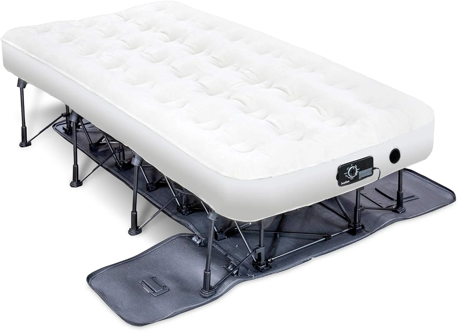 Ivation EZ-Bed (King) Air Mattress with Frame & Rolling Case, Self Inflatable, Blow Up Bed Auto Shut-Off, Comfortable Surface AirBed, Best for Guest, Travel, Vacation, Camping