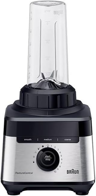 Braun PowerBlend 9 JB9040 Hochleistungsmixer – Mixer mit Tritan-Krug, 18 Mixprogramme, 10 Geschwindigkeiten + Pulsfunktion, Heißsuppenfunktion, Reinigungsprogramm, Ausguss, 1600 W, Schwarz