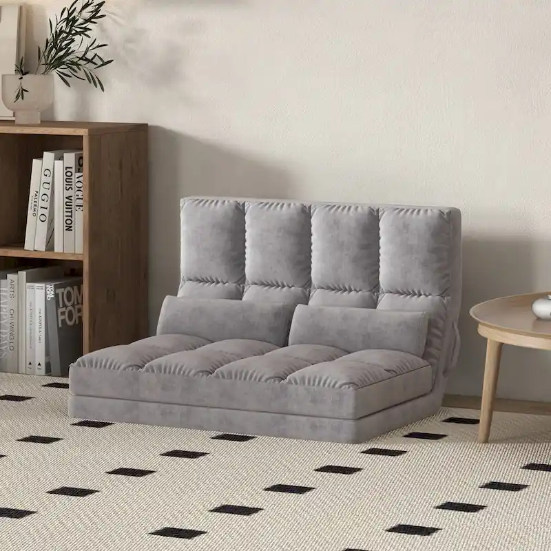 Versatile Floor Sofa Chair with 2 Cushions and Adjustable Backrest