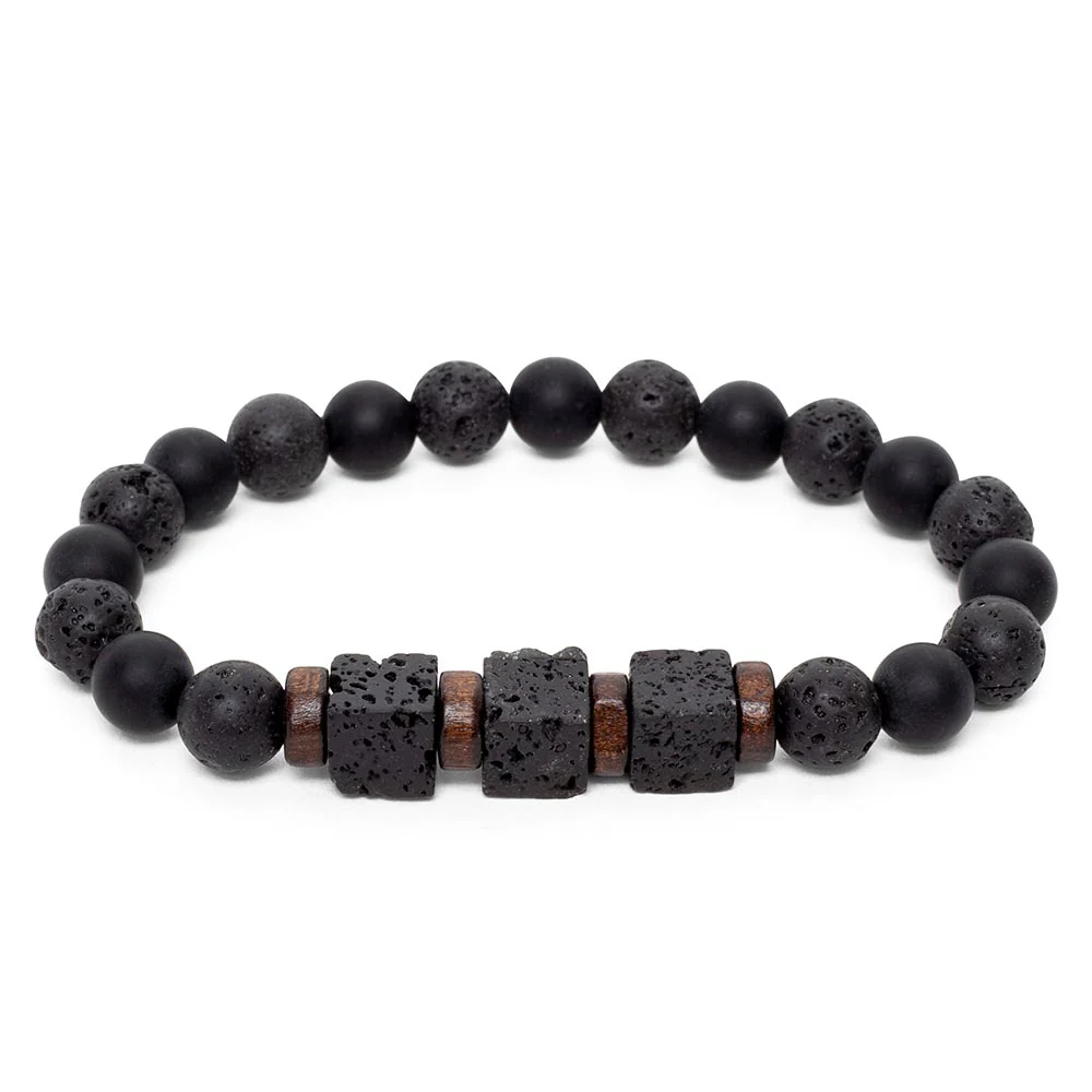 Balans Armband - Onyx & Lavasteen - Lava Cubes Dobbelstenen