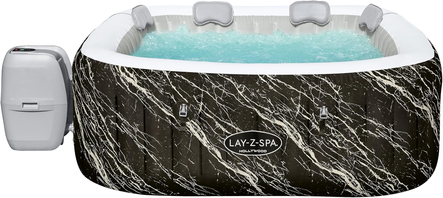 Bestway® Lay-Z-SPA® LED-Whirlpool Hollywood AirJet™ für 6 Personen 180 x 180 x 66 cm, Marmor-Optik (Marquinia)