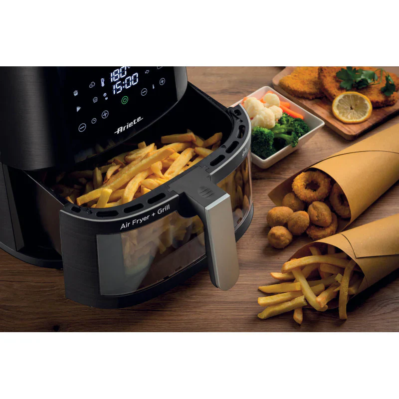 Friggitrice ad aria 9L 1500W - 8 programmi - Cestello trasparente - Nero