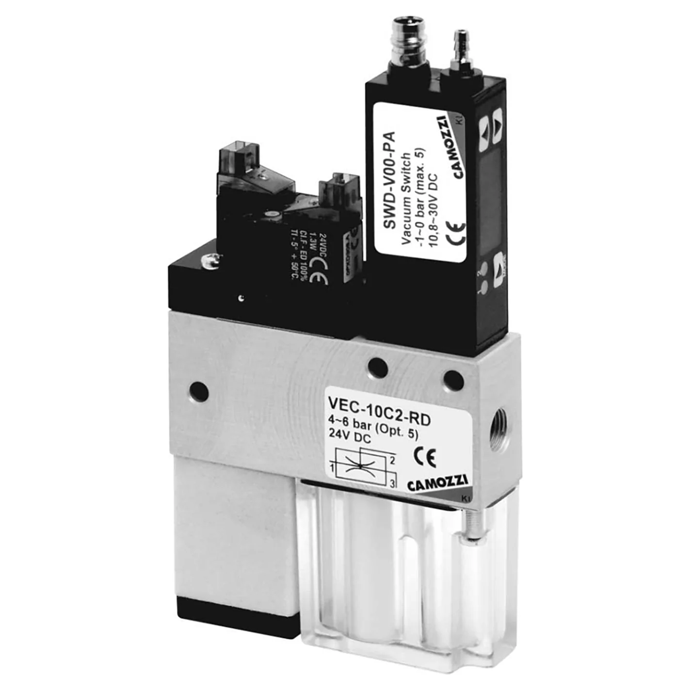 Camozzi VEC-10C2-VE - Comp Vacuum Ejector 1mm Nc Blow Off Val