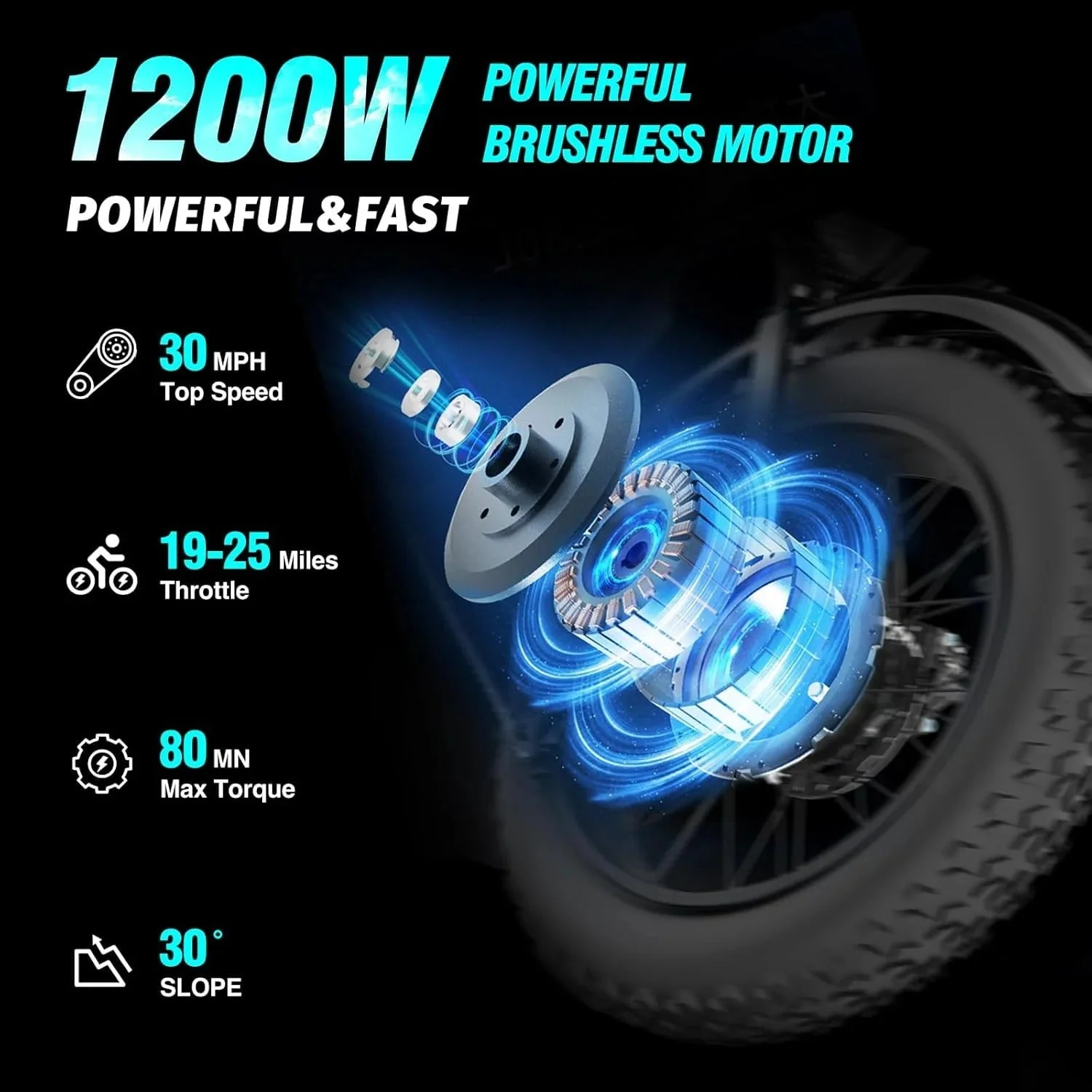 Ridstar electric bicycle for adults, 1200 W, 48 km/h mountain bike, 48 V 15.6 Ah battery, 20