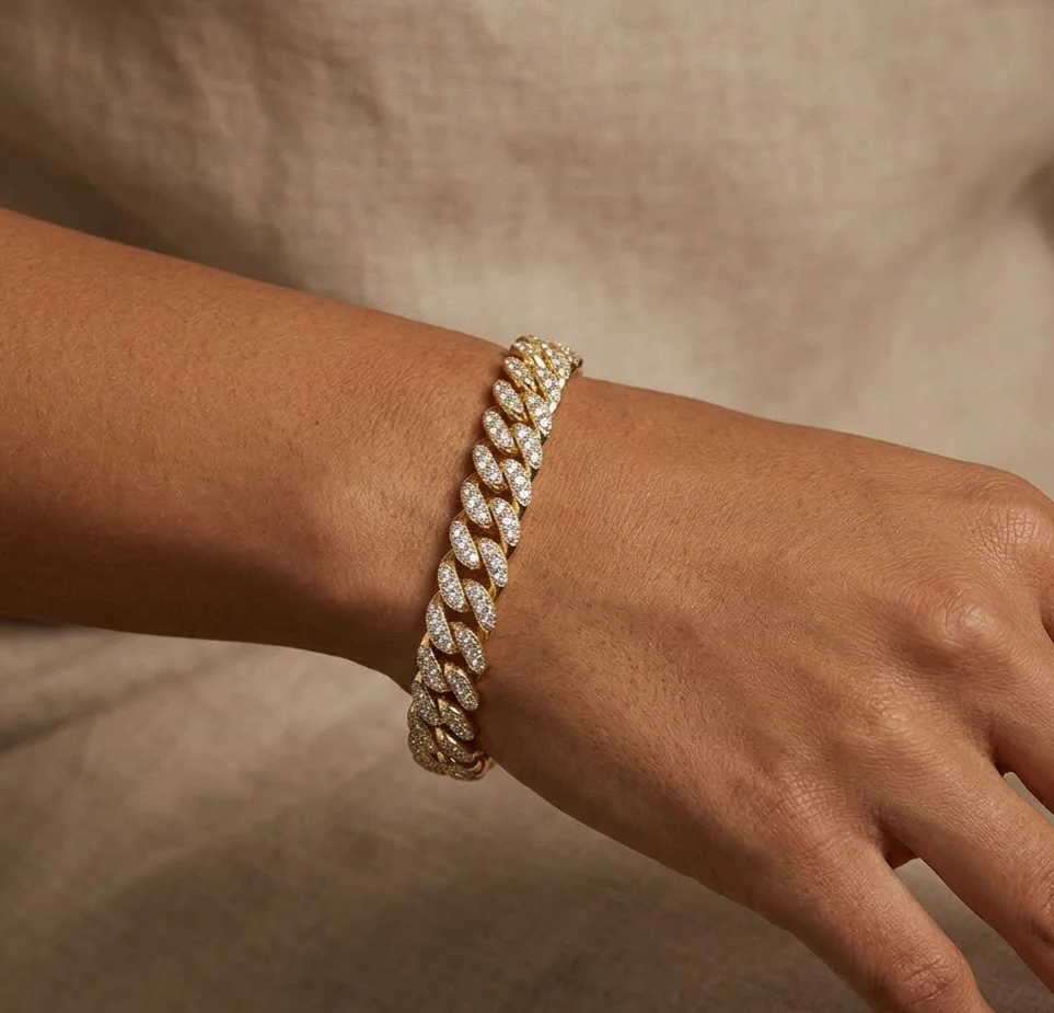 Big Daddy 8MM Iced Out Gold Cuban Link Bracelet