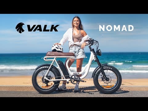 VALK Nomad Electric Fat Tyre Bike, 350W, 32km/hr, Throttle ebike, Disc Brakes, Step-Through Alloy, Shimano 7 spd, 20x4