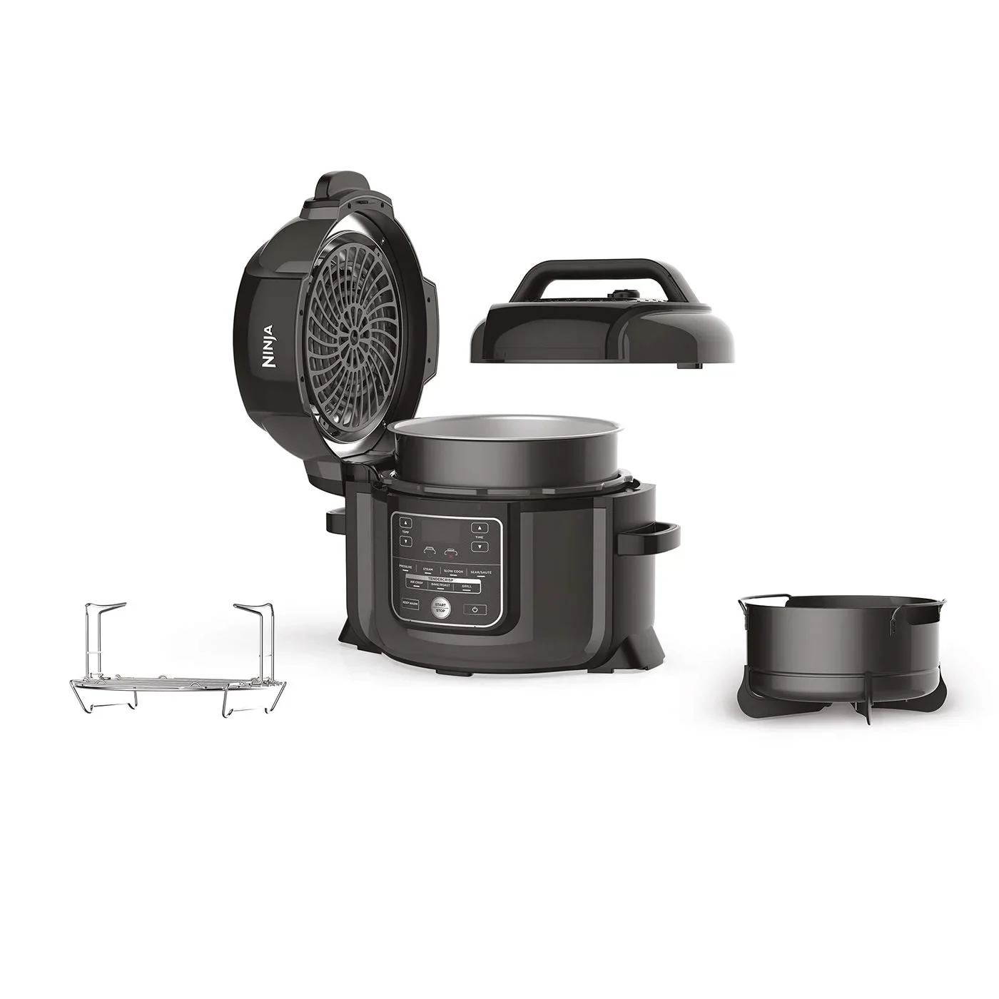 2025 Ninja Foodi Olla Multifunción [OP300UK], 7 en 1, 6 L, olla a presión eléctrica rápida y freidora de aire caliente, gris y negro