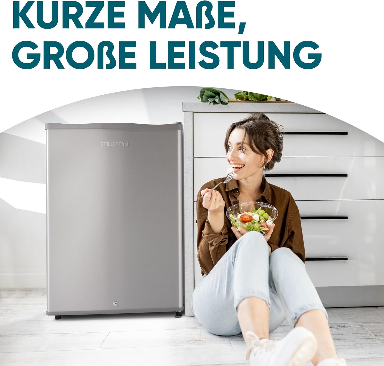 Stillstern Mini Gefrierschrank (42L) -18°C, Eiswürfelschale, Schloss, Türanschlag wechselbar, 4-Sterne Tiefkühlschrank für Camping/Büro Gefriertruhe Klein Gefrierschrank Klein Tiefkühltruhe