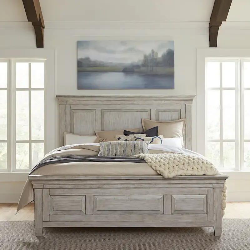 King Panel Bed in Antique White from Heartland