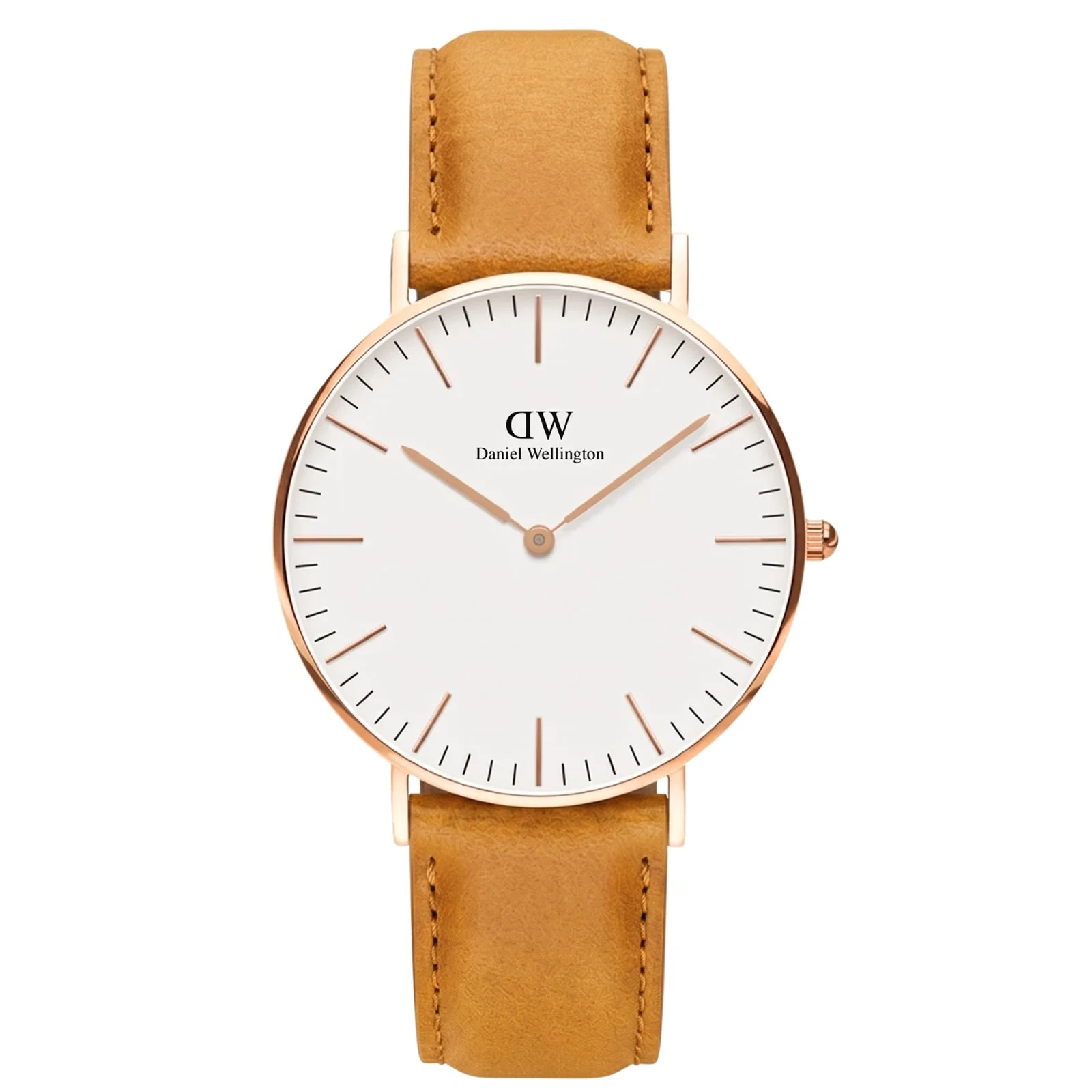 Daniel Wellington Durham 36mm Brown Genuine Leather Gold Watch - DW00100111