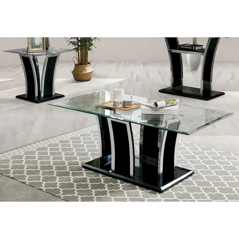 Furniture of America del Rio Contemporary Glass Top 2-Piece Accent Table Set
