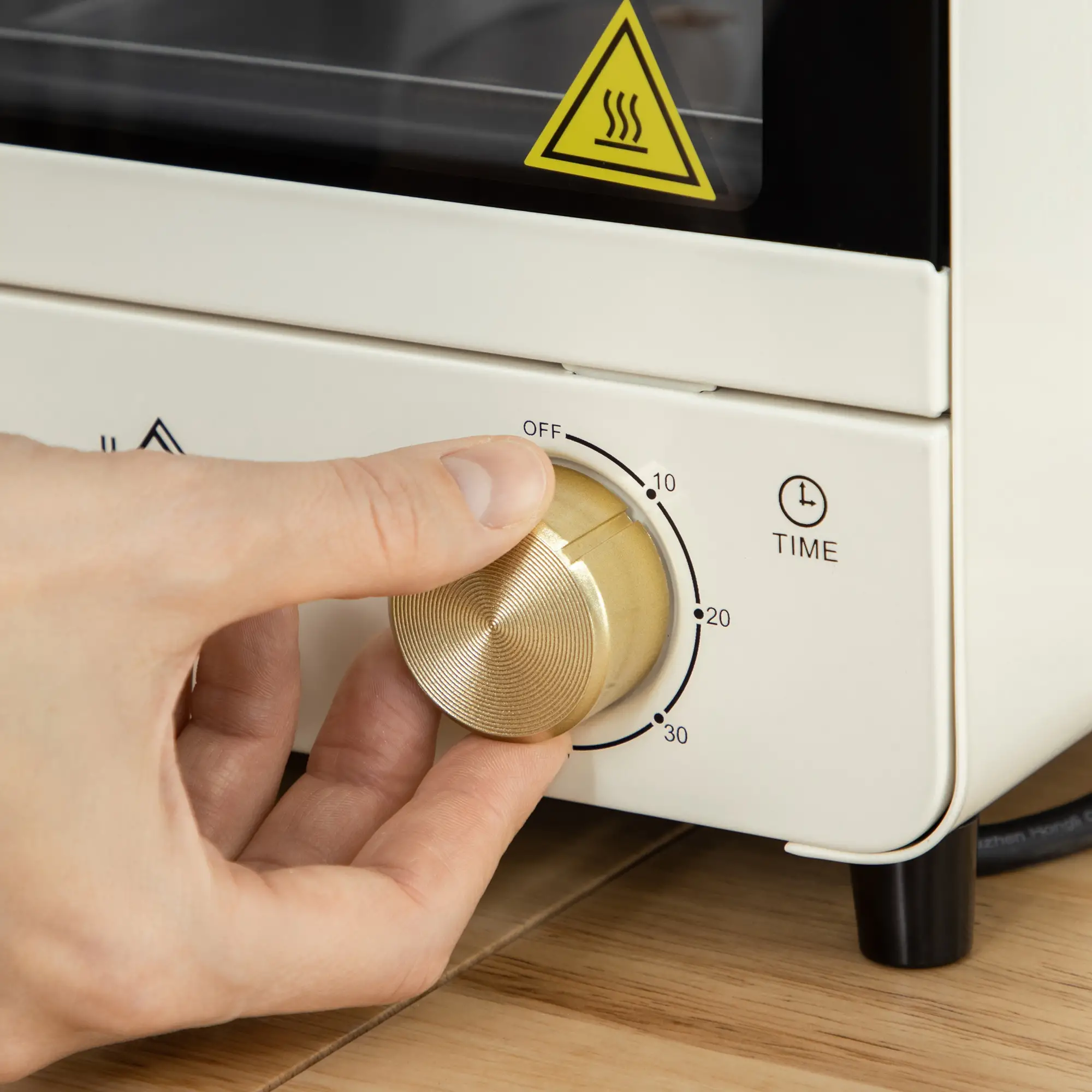 HOMCOM Minibackofen einstellbare Temperatur Timer Sichtfenster Cremeweiß