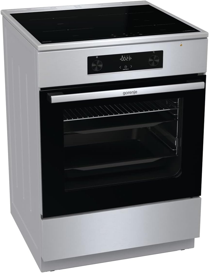 Gorenje GEIT5C61SPG Standherd mit Induktionskochfeld, 50 cm, 70 Liter,Silber, PerfectGrill, AirFry, FrozenBake, Pizza Mode 300°C, AquaClean, Made in Europe, inox