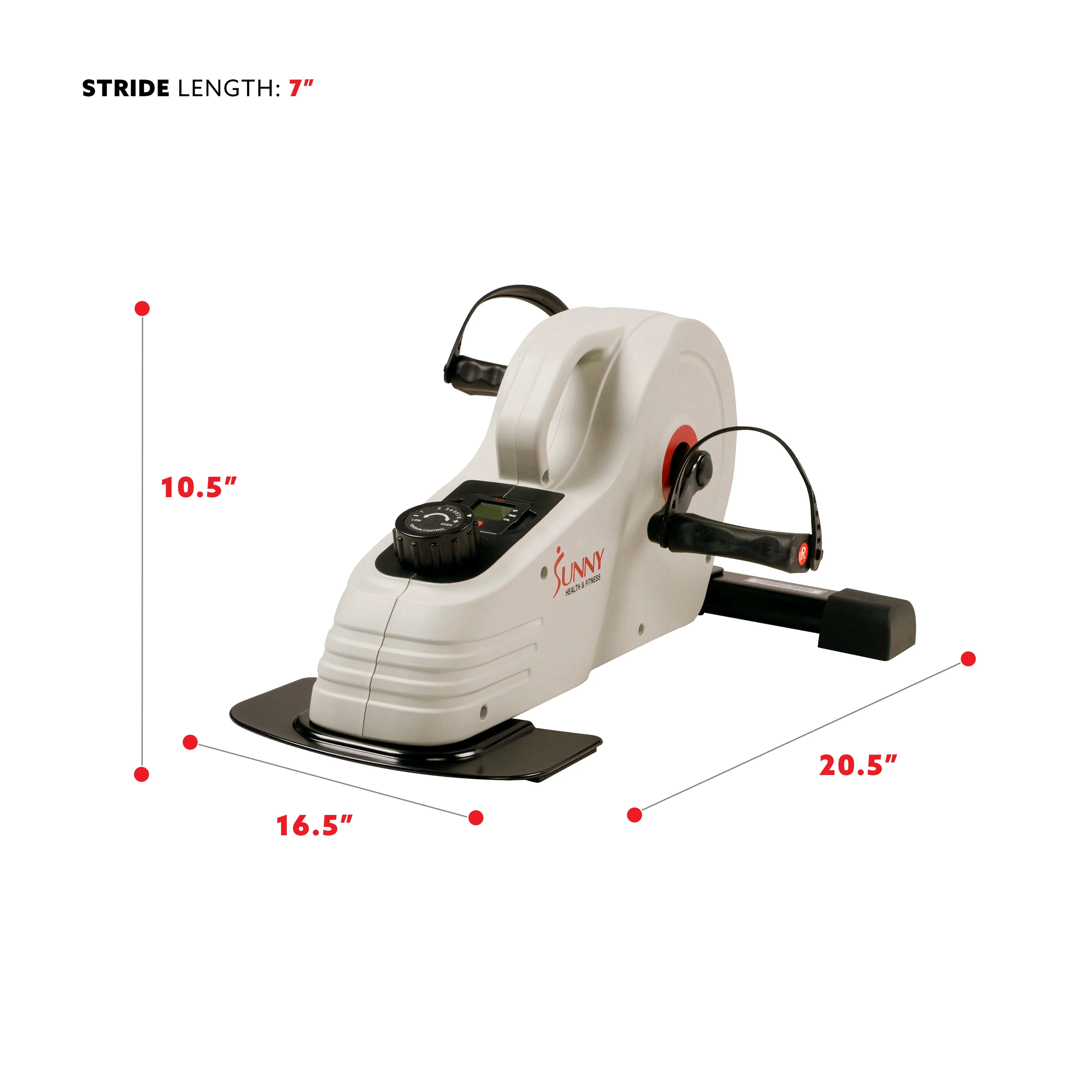 Sunny Health & Fitness Magnetic Mini Elliptical Exercise Pedal Cycle Bike for Under Desk Indoor Workouts, Foot Peddler w Free SunnyFit® App Membership SF-B0891