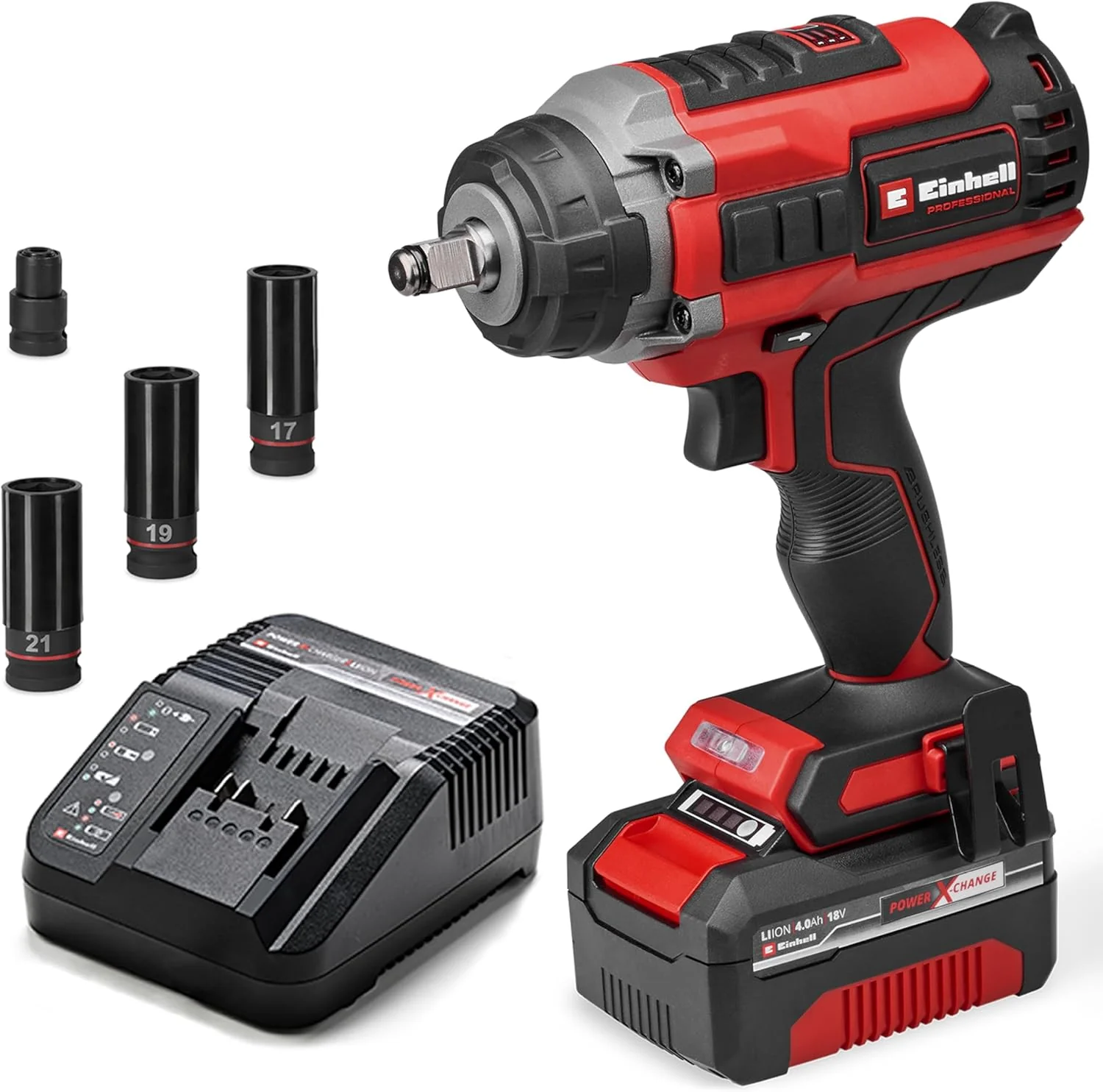 2026 Einhell Professional Akku-Schlagschrauber IMPAXXO 18/450 (1x4,0Ah) Power X-Change (18 V, 450 Nm, Brushless, Außenvierkant-Aufnahme, inkl. 4 Ah Akku, Ladegerät, Nuss-Set)
