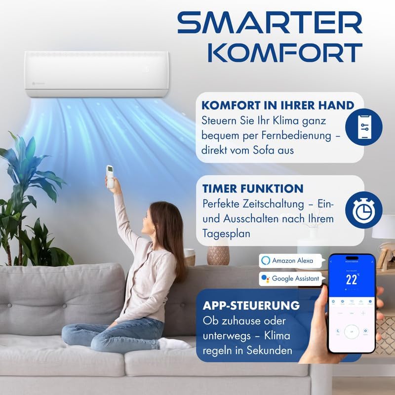 Multi Split Klimaanlage 3 Innengeräte Set (3 x 3,5kW) Klimagerät Air Conditioner mit Heizfunktion 27000 BTU 5,3kW A++ WiFi/App-Steuerung 4D AirFlow Heizen bis -20°C Vorgefüllt R32
