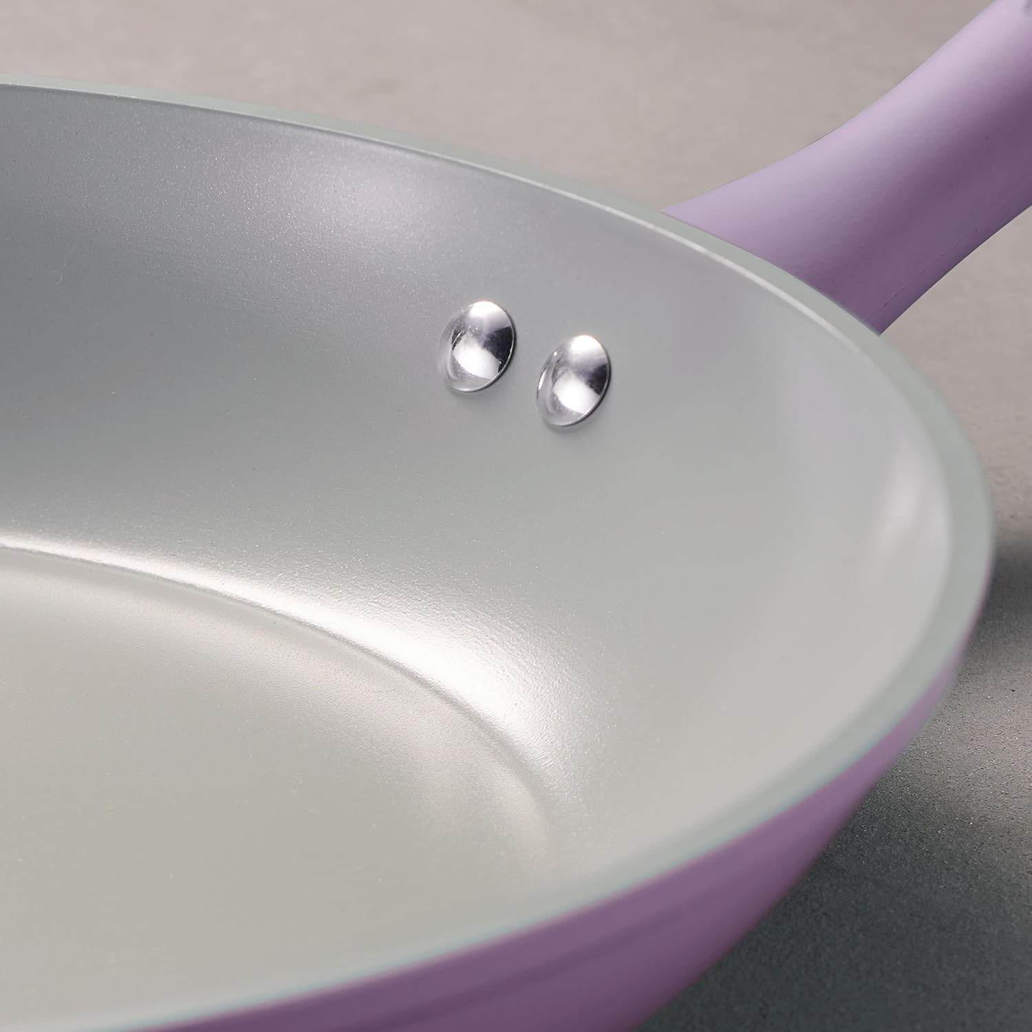 14-Piece Ceramic Cookware Set Purple Nonstick, Induction-Ready, Oven Safe, Dishwasher Safe, Includes Fry Pans, Sauté Pan, Sauce Pans, Dutch Oven, and Wooden Utensils, 80110/037DS