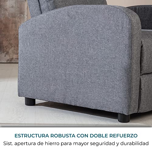 Don Descanso   Poltrona Relax Tessuto Verona Grigio, con Poggiapiedi, Sistema di Apertura Push, Compatta, Sdraiate fino a 160º e Posizione Zero (81.5x66.5x97.5 cm) : Amazon.it: Casa e cucina