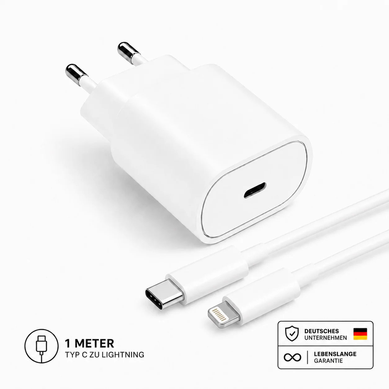25W USB-C Ladegerät mit Kabel �?Netzteil, Adapter & Schnellladestecker für iPhone & Samsung