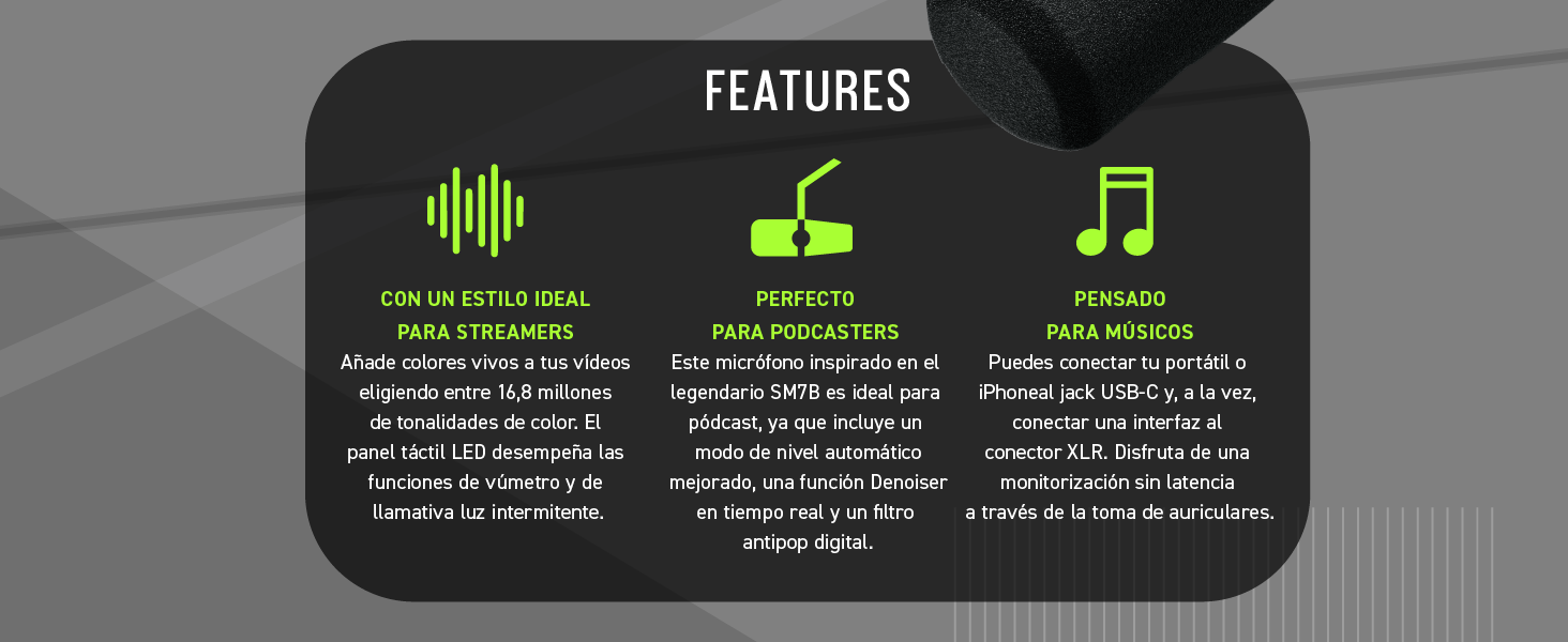 Shure MV7+ Podcast Microphone. Enhanced Audio, LED Touch Panel, USB-C &amp; XLR Outputs