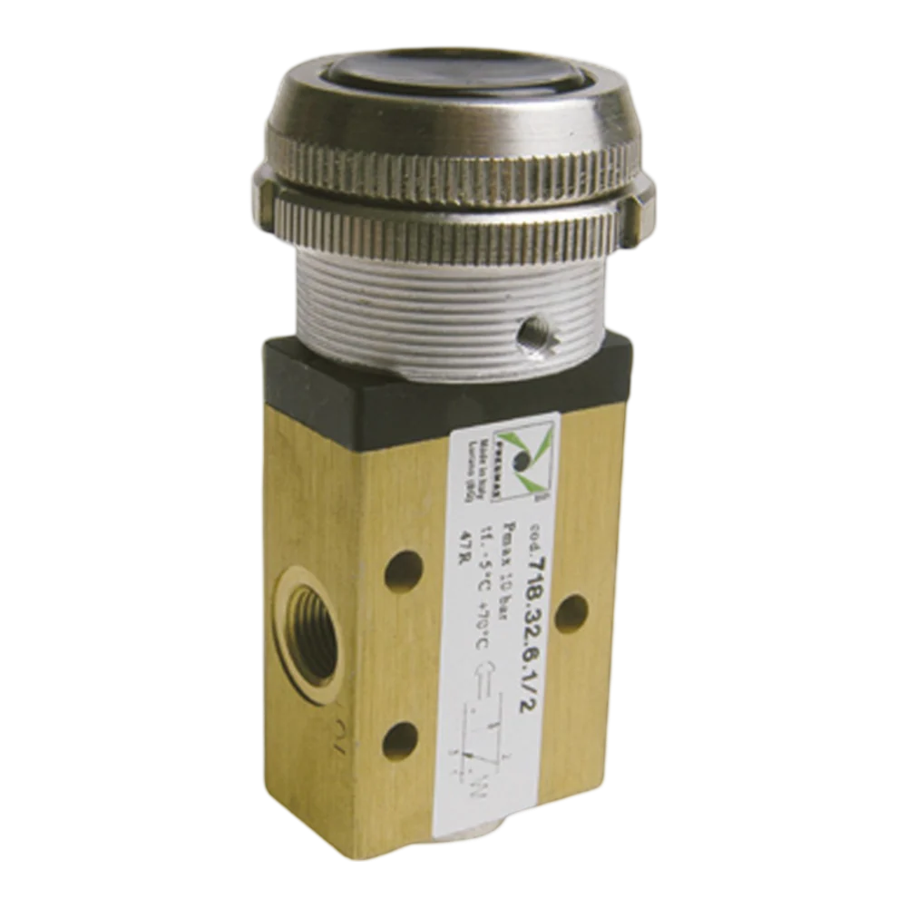 Pneumax 718.32.6.1/2 Pushbutton Black - Spring