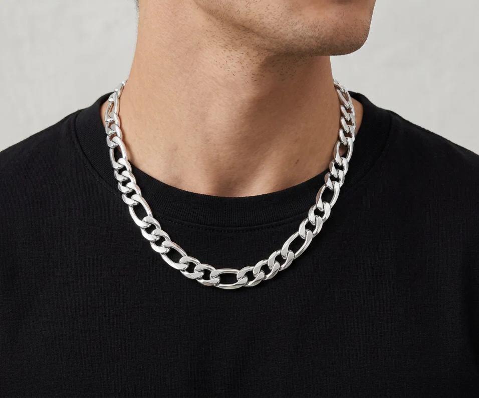 Big Daddy 11MM Silver Steel Figaro Chain